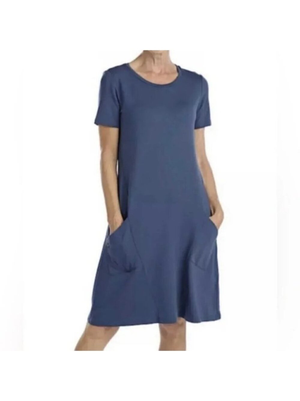 Mr. Max Blue Bamboo Terry Knit Stretch Dress - Medium